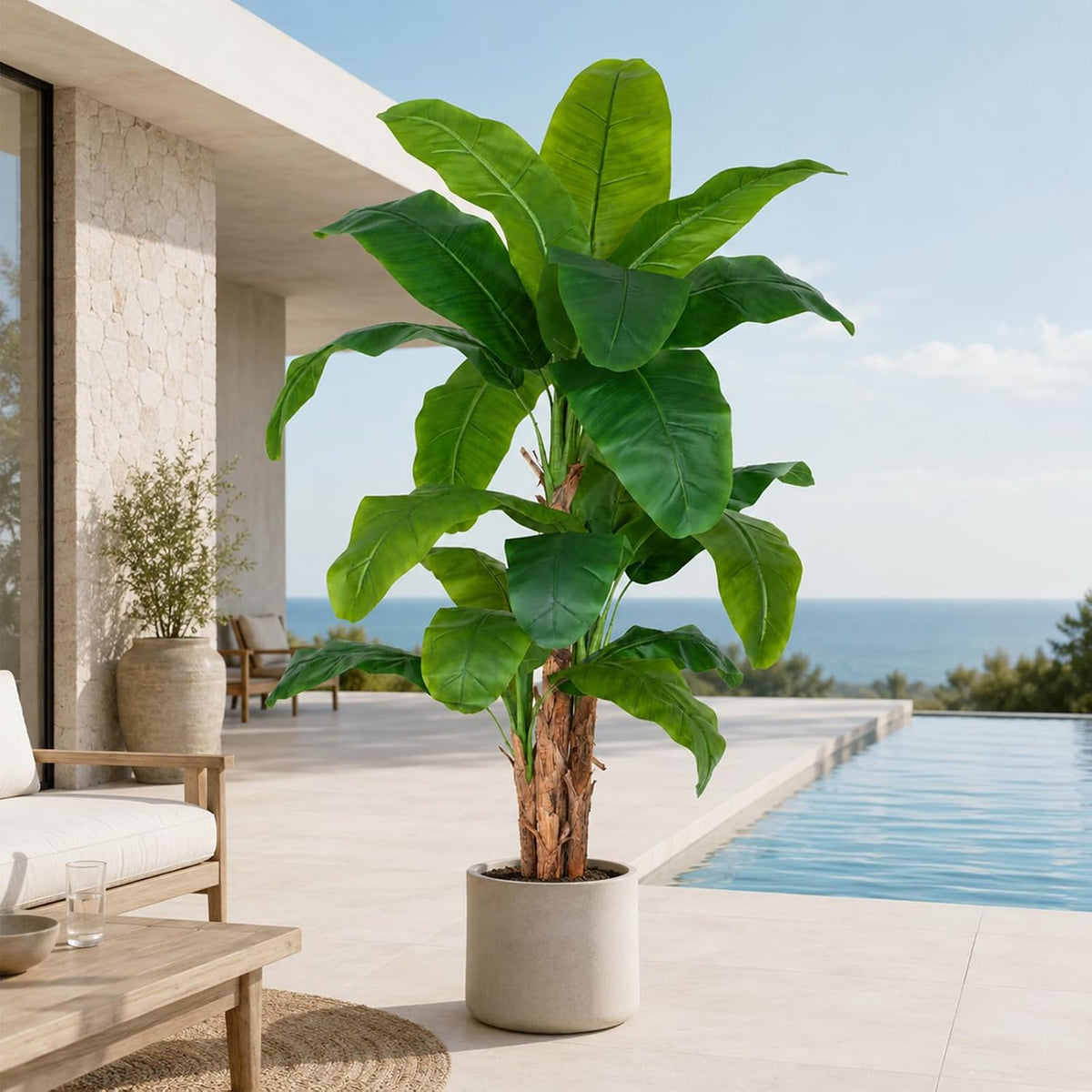 8.5ft Extra Tall Artificial Banana Tree, Fake Banana Leaf Plant with 26 Faux Banana Leaves, Perfect for Home Indoor Outdoor Patio Office Tropical Decor