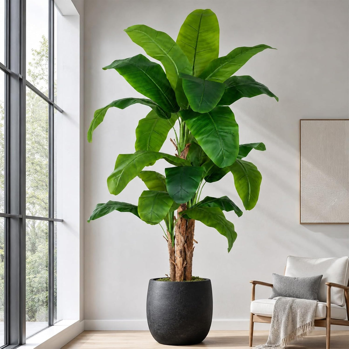 8.5ft Extra Tall Artificial Banana Tree, Fake Banana Leaf Plant with 26 Faux Banana Leaves, Perfect for Home Indoor Outdoor Patio Office Tropical Decor