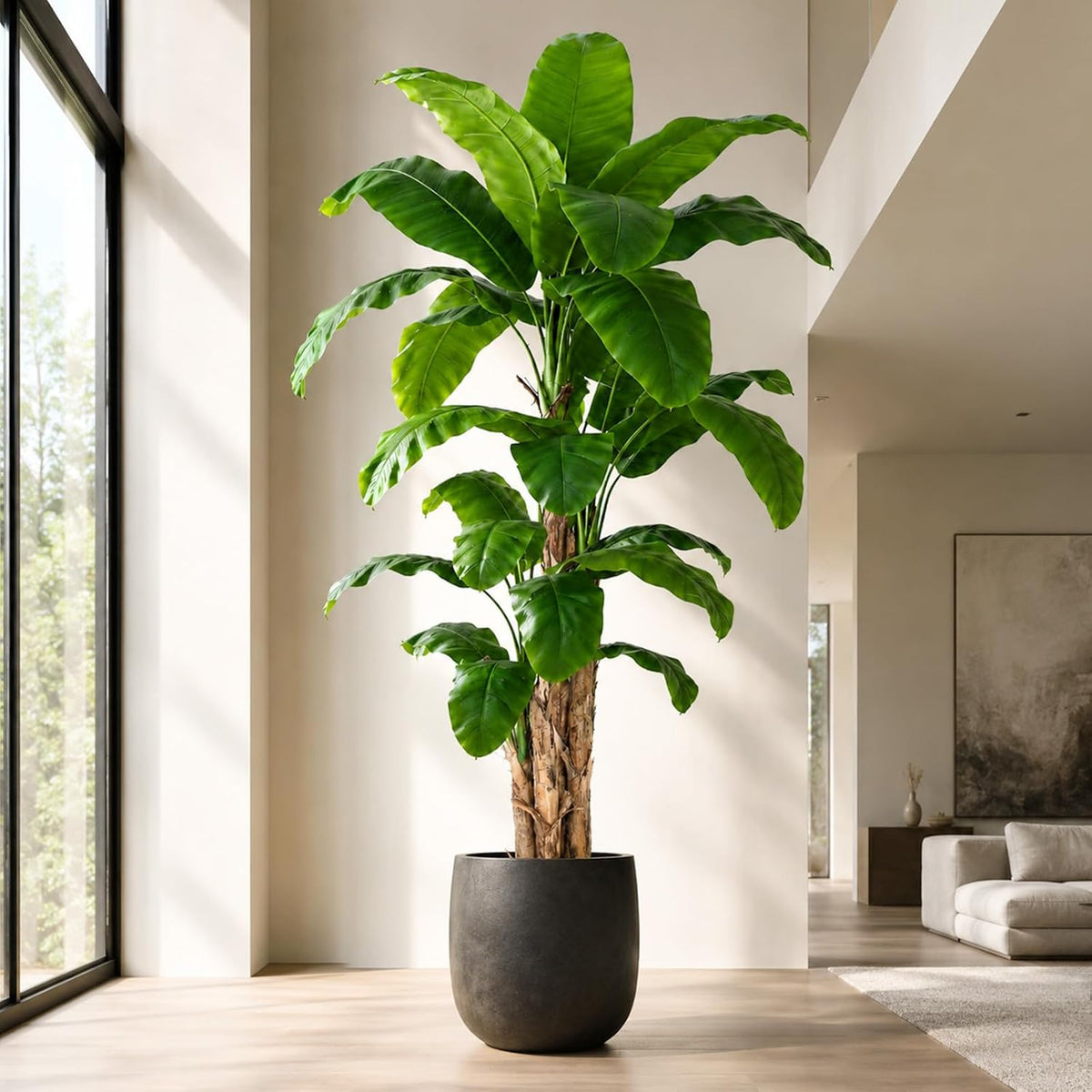 8.5ft Extra Tall Artificial Banana Tree, Fake Banana Leaf Plant with 26 Faux Banana Leaves, Perfect for Home Indoor Outdoor Patio Office Tropical Decor
