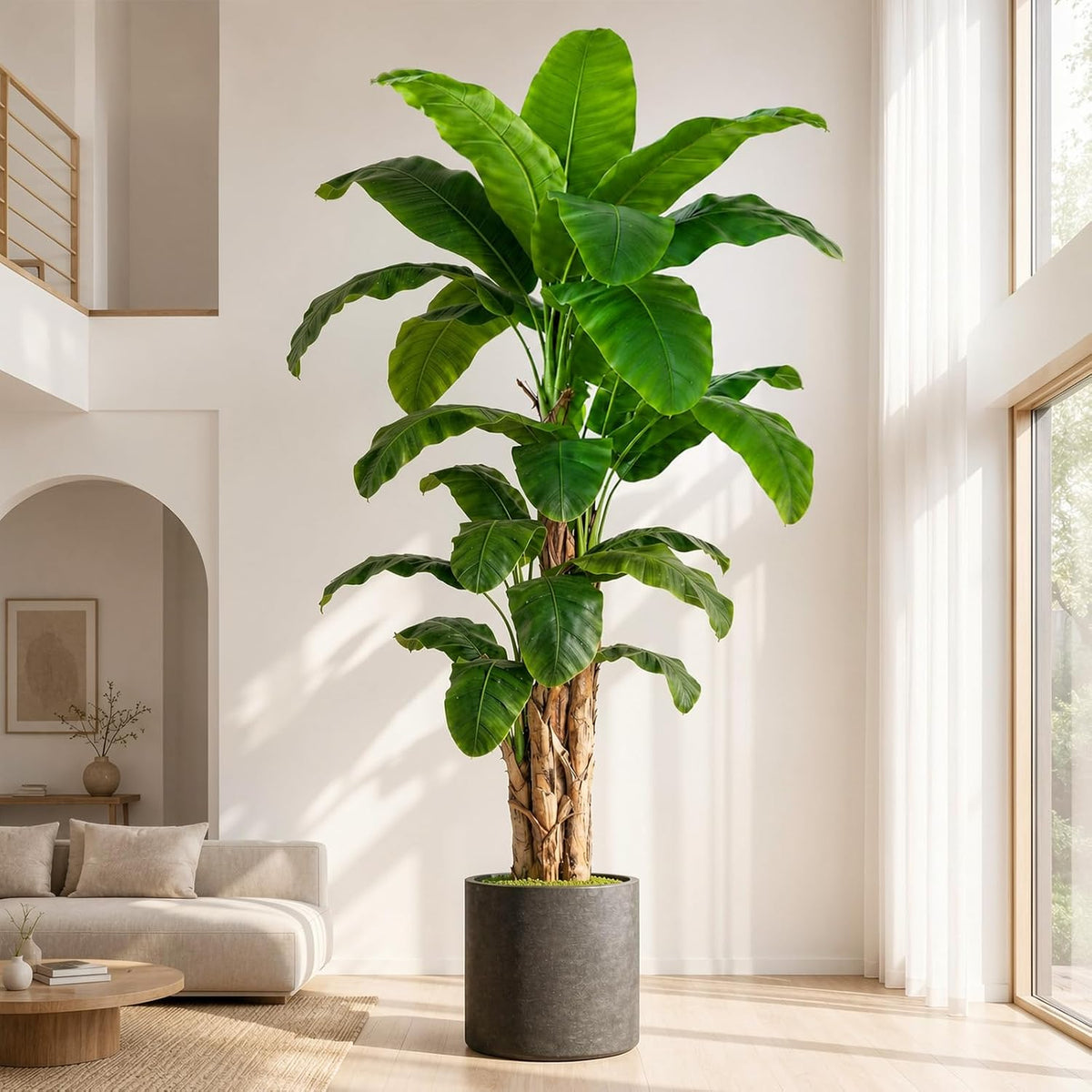 8.5ft Extra Tall Artificial Banana Tree, Fake Banana Leaf Plant with 26 Faux Banana Leaves, Perfect for Home Indoor Outdoor Patio Office Tropical Decor