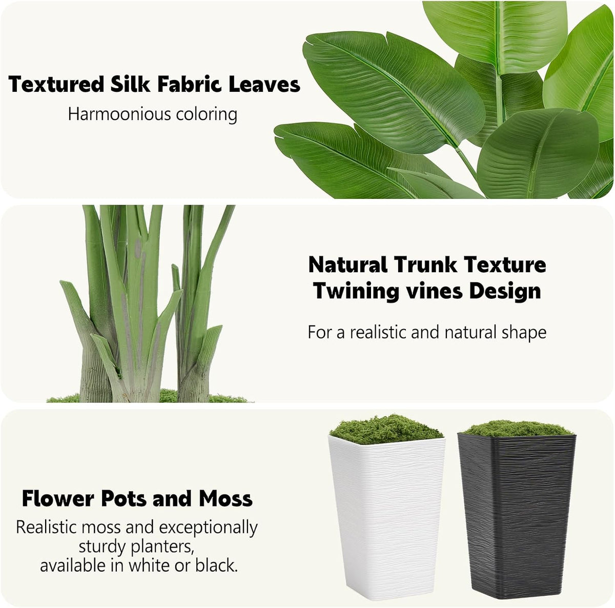 8.5ft Extra Tall Artificial Banana Tree, Fake Banana Leaf Plant with 26 Faux Banana Leaves, Perfect for Home Indoor Outdoor Patio Office Tropical Decor