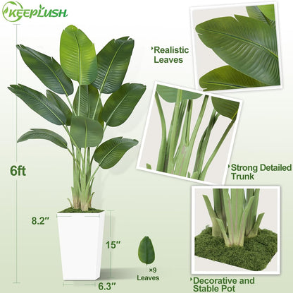 8.5ft Extra Tall Artificial Banana Tree, Fake Banana Leaf Plant with 26 Faux Banana Leaves, Perfect for Home Indoor Outdoor Patio Office Tropical Decor