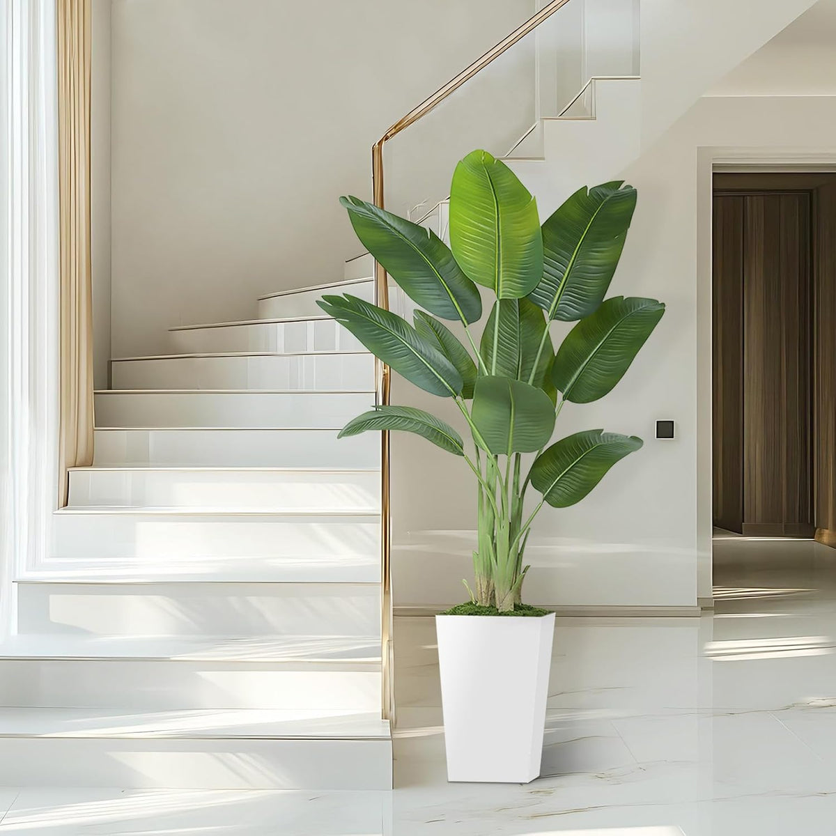 8.5ft Extra Tall Artificial Banana Tree, Fake Banana Leaf Plant with 26 Faux Banana Leaves, Perfect for Home Indoor Outdoor Patio Office Tropical Decor