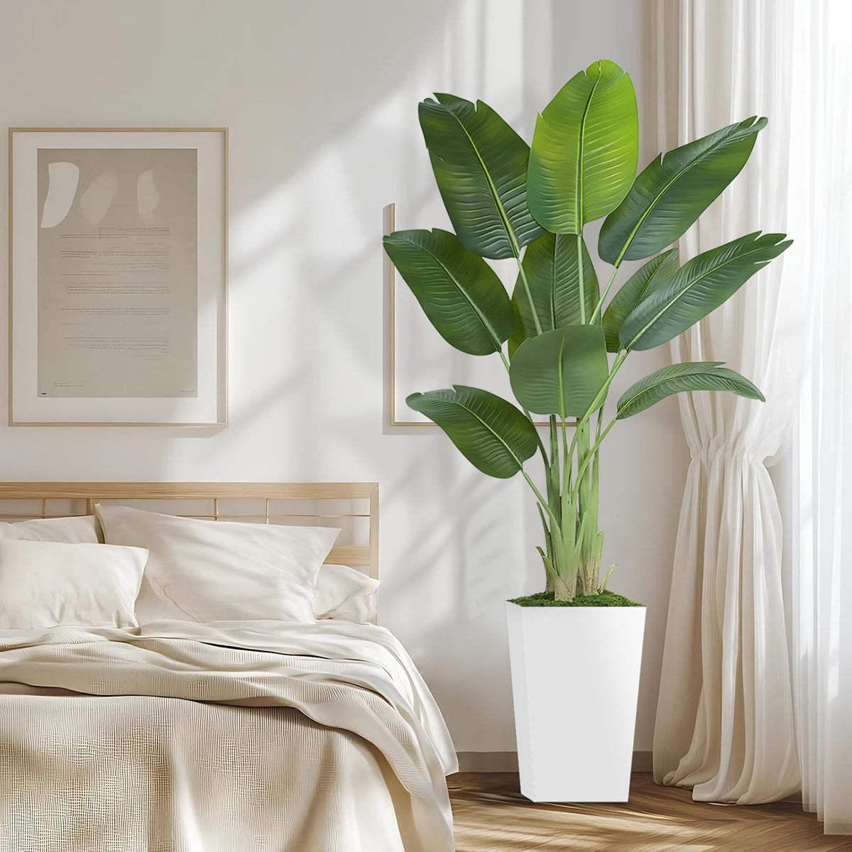 8.5ft Extra Tall Artificial Banana Tree, Fake Banana Leaf Plant with 26 Faux Banana Leaves, Perfect for Home Indoor Outdoor Patio Office Tropical Decor