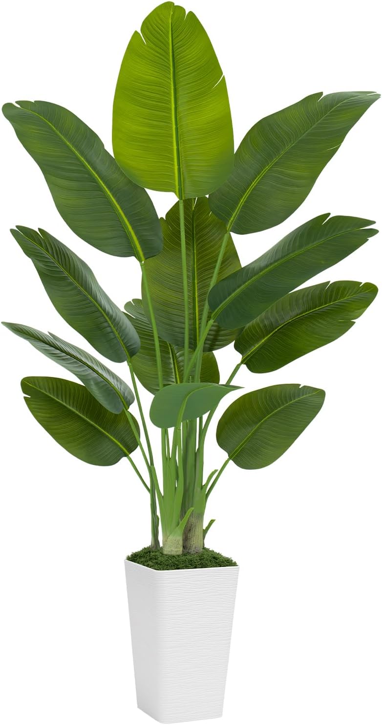 8.5ft Extra Tall Artificial Banana Tree, Fake Banana Leaf Plant with 26 Faux Banana Leaves, Perfect for Home Indoor Outdoor Patio Office Tropical Decor