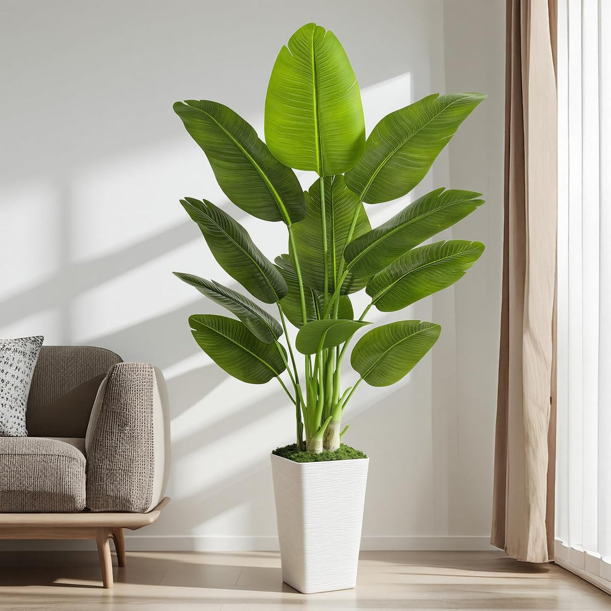 8.5ft Extra Tall Artificial Banana Tree, Fake Banana Leaf Plant with 26 Faux Banana Leaves, Perfect for Home Indoor Outdoor Patio Office Tropical Decor