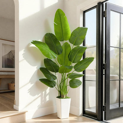 8.5ft Extra Tall Artificial Banana Tree, Fake Banana Leaf Plant with 26 Faux Banana Leaves, Perfect for Home Indoor Outdoor Patio Office Tropical Decor
