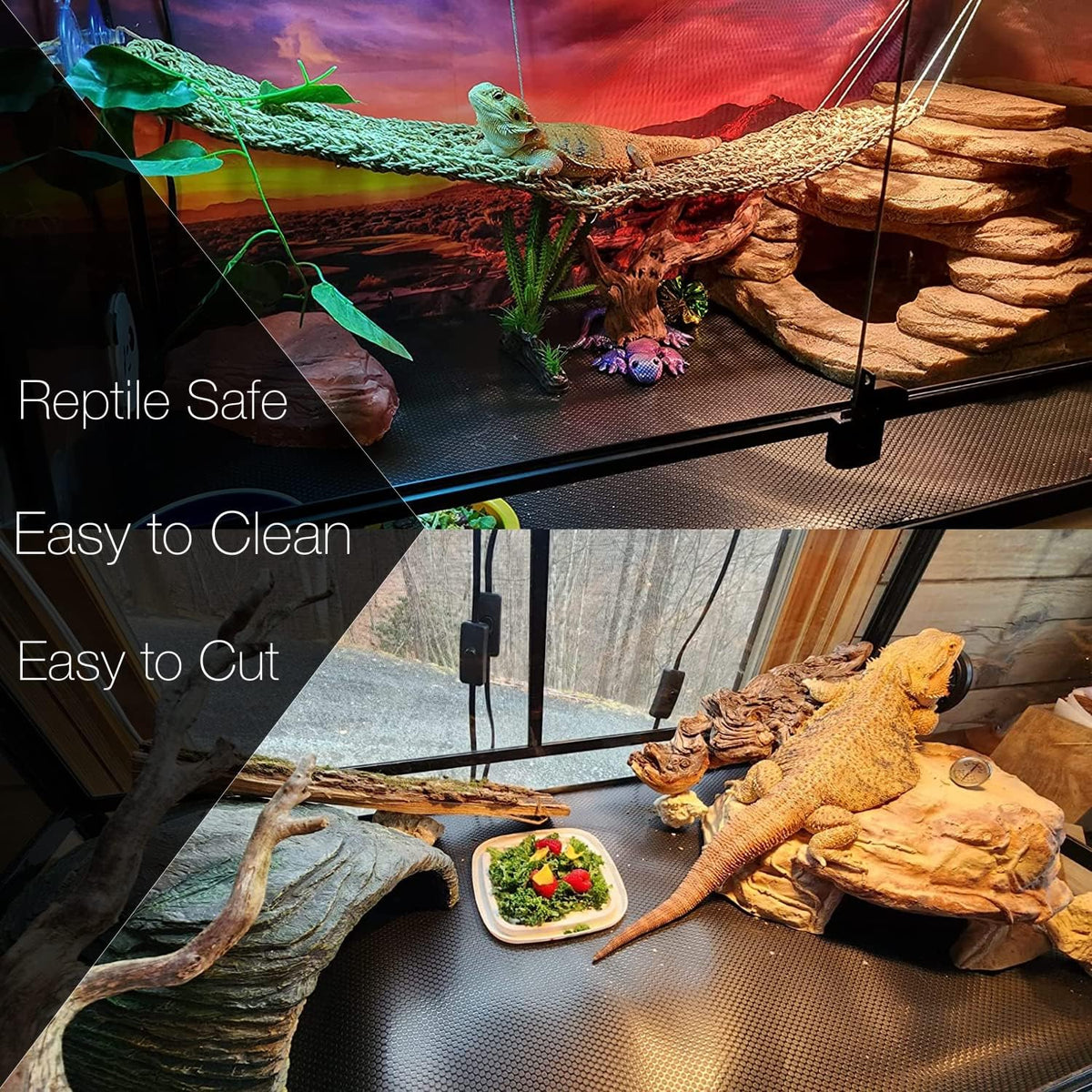Reptile Substrate Mat Carpet Bedding, Bearded Dragon Substrate, Reptile Tank Terrarium Liner for Leopard Gecko Lizard Bearded Dragon Tank Accessories