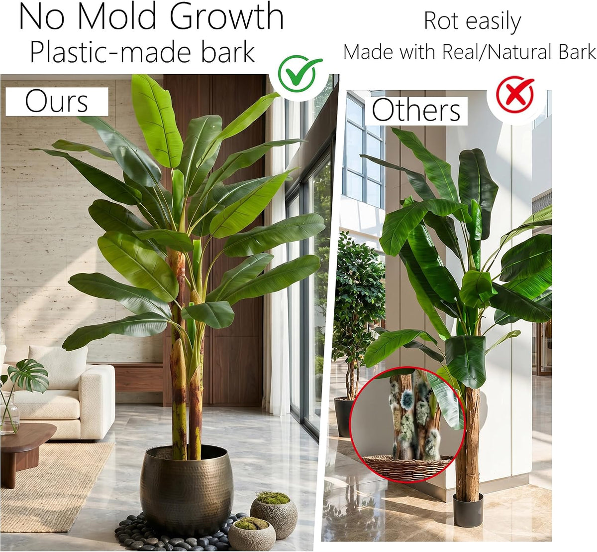 7FT Artificial Banana Tree Tall Fake Banana Leaf Plant Faux Banana Silk Tree Faux Banana Leaves for Home Swimming Pool Indoor Outdoor Patio Tropical Decor