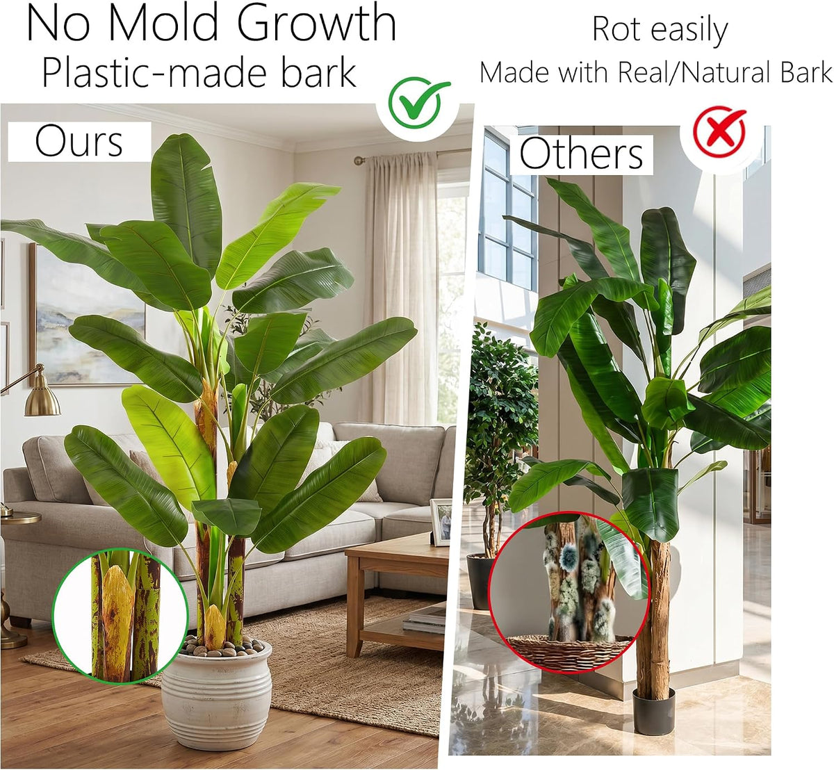 7FT Artificial Banana Tree Tall Fake Banana Leaf Plant Faux Banana Silk Tree Faux Banana Leaves for Home Swimming Pool Indoor Outdoor Patio Tropical Decor