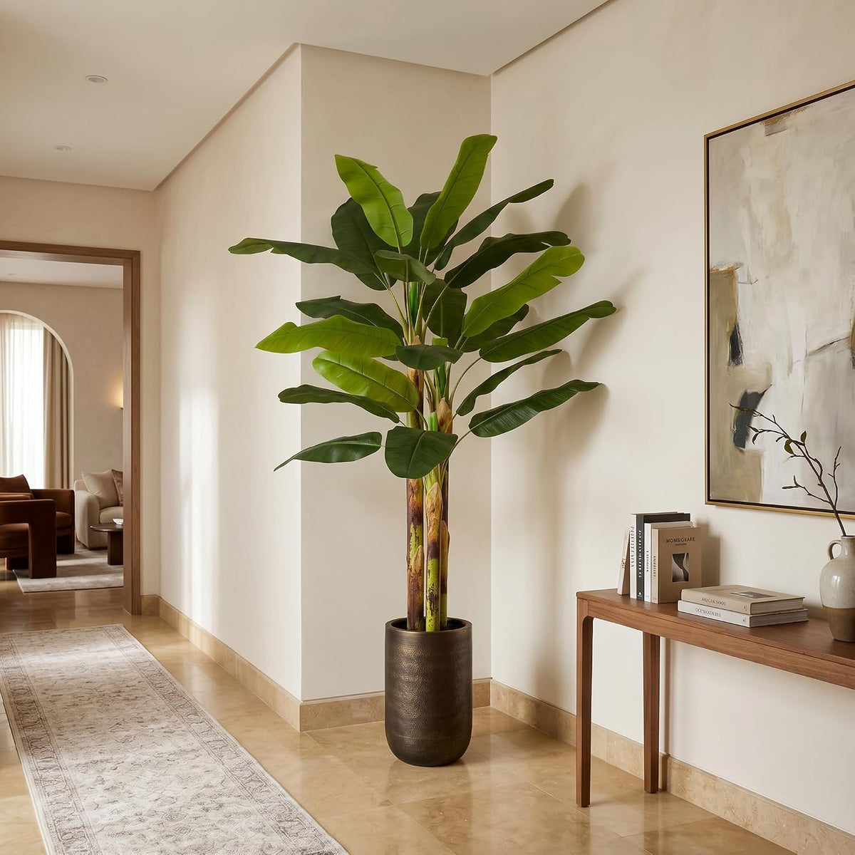 7FT Artificial Banana Tree Tall Fake Banana Leaf Plant Faux Banana Silk Tree Faux Banana Leaves for Home Swimming Pool Indoor Outdoor Patio Tropical Decor