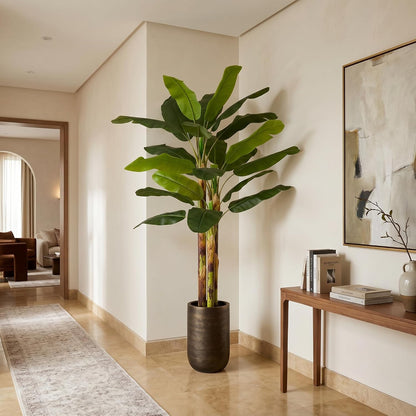 7FT Artificial Banana Tree Tall Fake Banana Leaf Plant Faux Banana Silk Tree Faux Banana Leaves for Home Swimming Pool Indoor Outdoor Patio Tropical Decor
