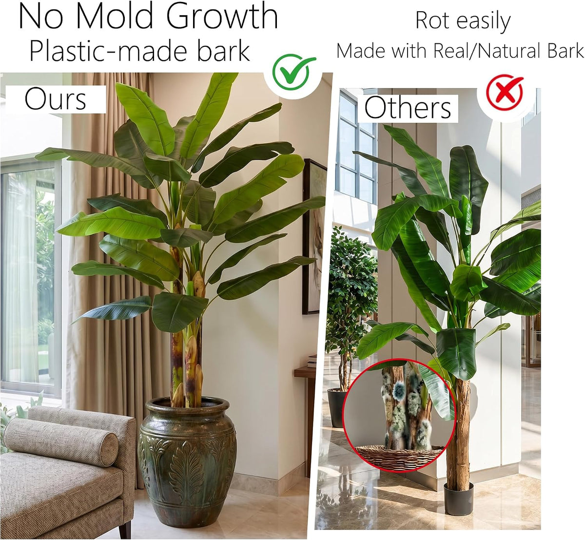 7FT Artificial Banana Tree Tall Fake Banana Leaf Plant Faux Banana Silk Tree Faux Banana Leaves for Home Swimming Pool Indoor Outdoor Patio Tropical Decor