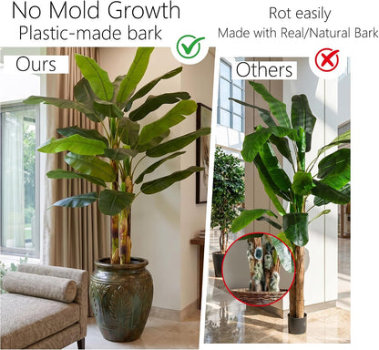 7FT Artificial Banana Tree Tall Fake Banana Leaf Plant Faux Banana Silk Tree Faux Banana Leaves for Home Swimming Pool Indoor Outdoor Patio Tropical Decor