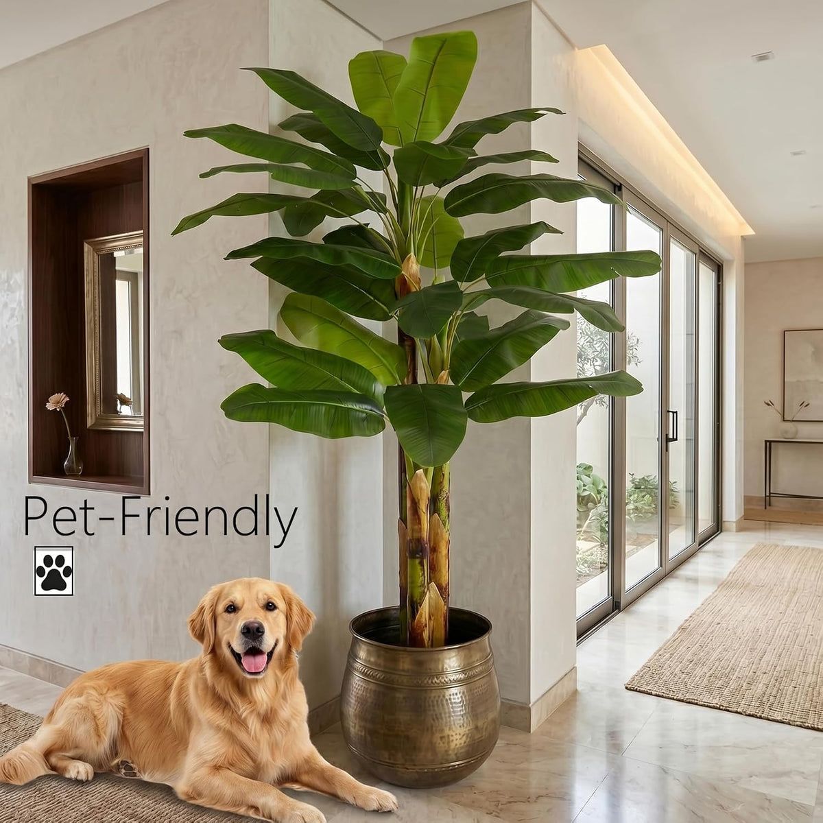 7FT Artificial Banana Tree Tall Fake Banana Leaf Plant Faux Banana Silk Tree Faux Banana Leaves for Home Swimming Pool Indoor Outdoor Patio Tropical Decor
