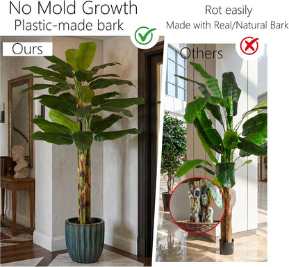 7FT Artificial Banana Tree Tall Fake Banana Leaf Plant Faux Banana Silk Tree Faux Banana Leaves for Home Swimming Pool Indoor Outdoor Patio Tropical Decor