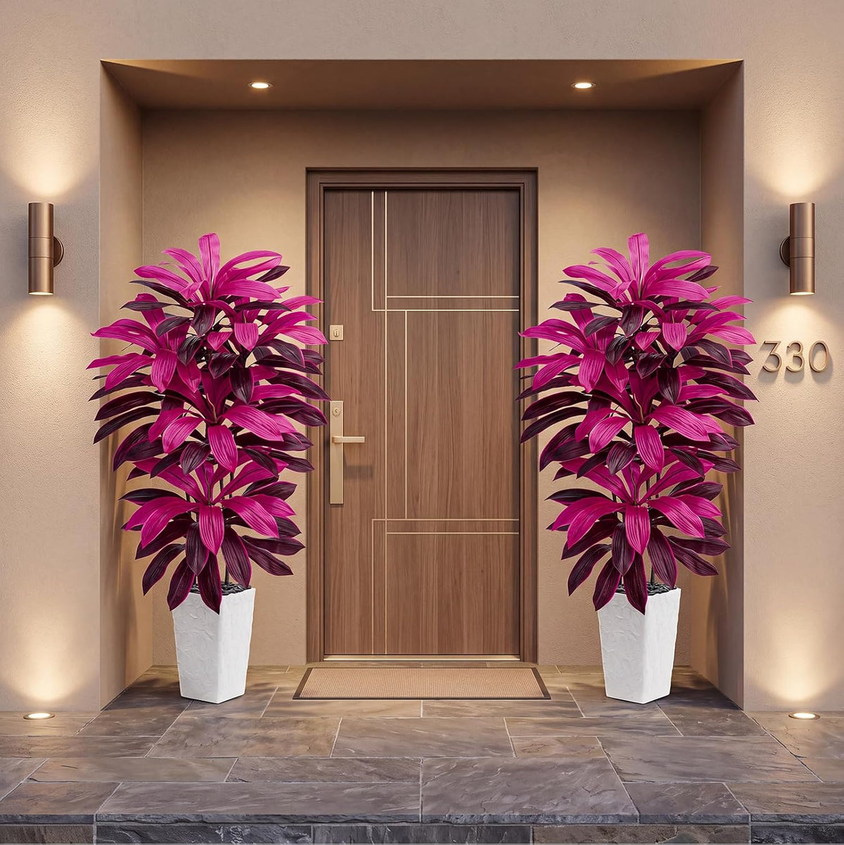 Artificial Dracaena Tree 5FT, Fake Tree with White Tall Planter