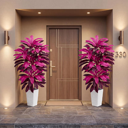 Artificial Dracaena Tree 5FT, Fake Tree with White Tall Planter