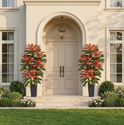 Artificial Dracaena Tree 5FT, Fake Tree with White Tall Planter