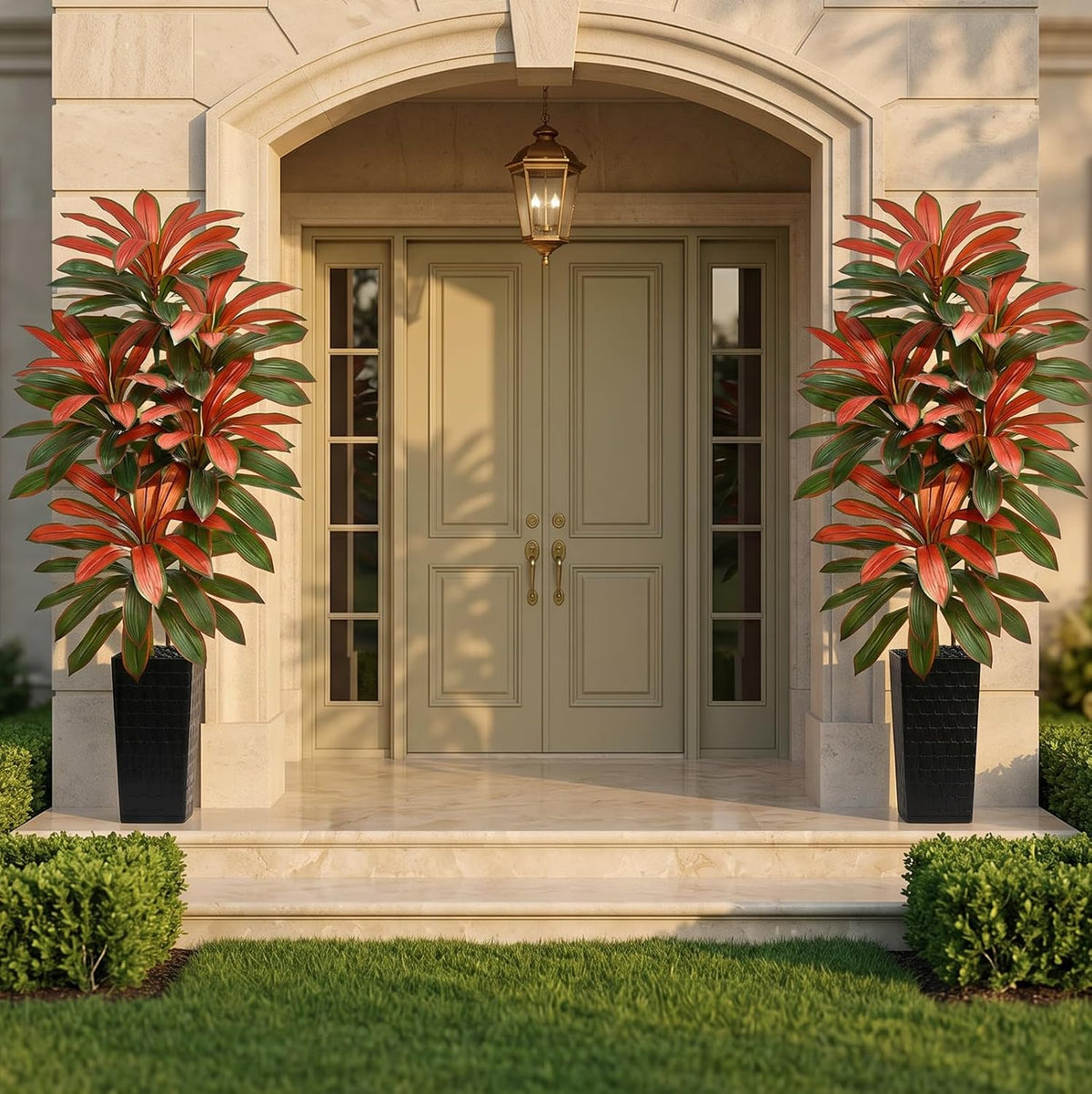 Artificial Dracaena Tree 5FT, Fake Tree with White Tall Planter