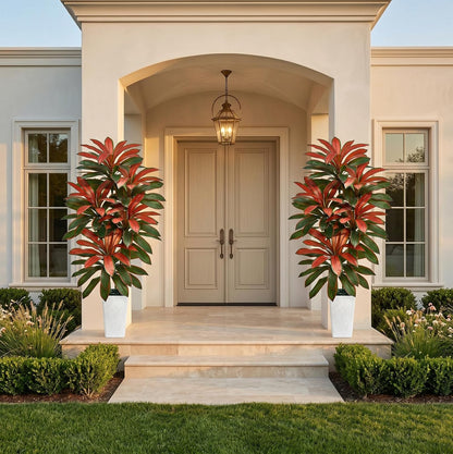 Artificial Dracaena Tree 5FT, Fake Tree with White Tall Planter