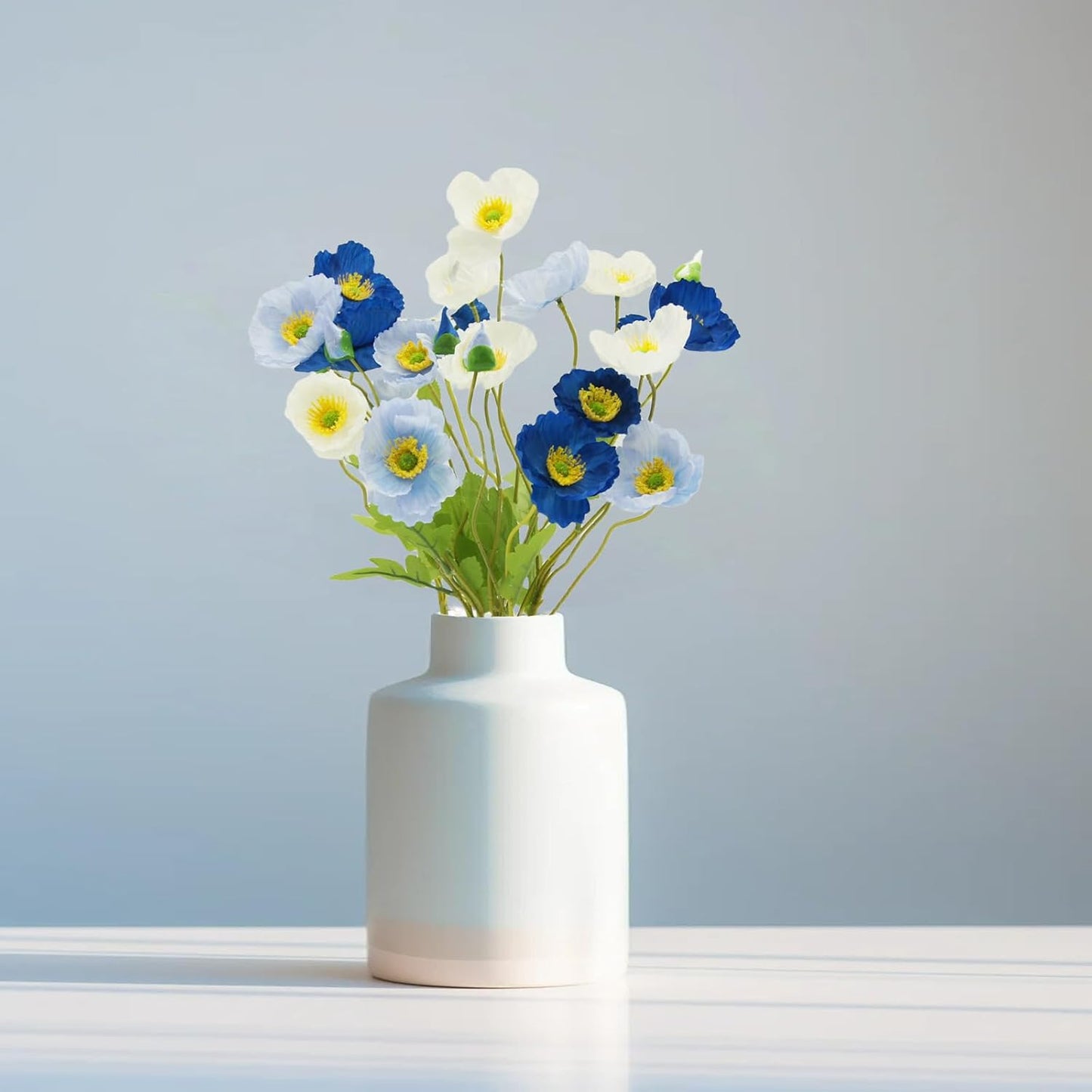 6pcs Artificial Poppy Flowers Silk Fake Poppy Flowers with Stems Faux Poppy Real Touch Flowers for Home Kitchen Table Centerpieces Floral Arrangement Wedding Bouquet Mixed Decoration