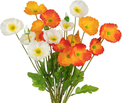 6pcs Artificial Poppy Flowers Silk Fake Poppy Flowers with Stems Faux Poppy Real Touch Flowers for Home Kitchen Table Centerpieces Floral Arrangement Wedding Bouquet Mixed Decoration