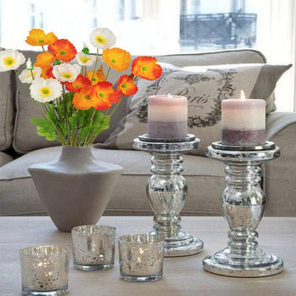 6pcs Artificial Poppy Flowers Silk Fake Poppy Flowers with Stems Faux Poppy Real Touch Flowers for Home Kitchen Table Centerpieces Floral Arrangement Wedding Bouquet Mixed Decoration