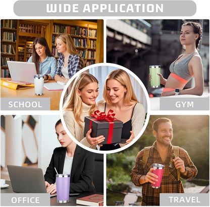 20 oz Tumbler with Lids and Straws, Stainless Steel Insulated Travel Coffee Mug, Double Wall Vacuum Insulated Tumblers, Powder Coated Coffee Tumbler for Cold & Hot Drinks (Yellow, 6 Pack)