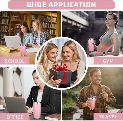 20 oz Tumbler with Lids and Straws, Stainless Steel Insulated Travel Coffee Mug, Double Wall Vacuum Insulated Tumblers, Powder Coated Coffee Tumbler for Cold & Hot Drinks (Yellow, 6 Pack)