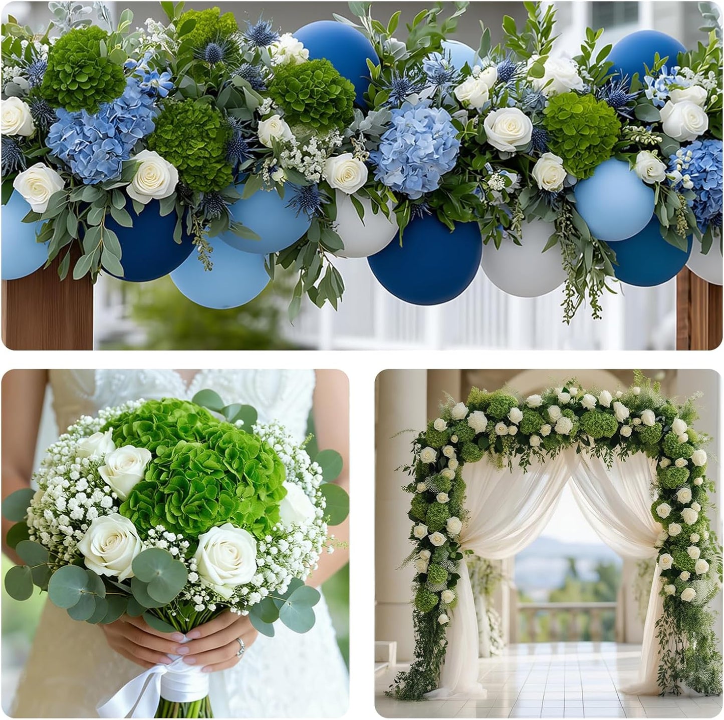 4 Pcs Artificial Hydrangea Silk Flowers with Stems, 19.7" Blue Faux Hydrangeas Bouquet, 240 Petals, Suitable for Shady Places & Waterproof Fake Flower for Indoor Wedding Home Decor