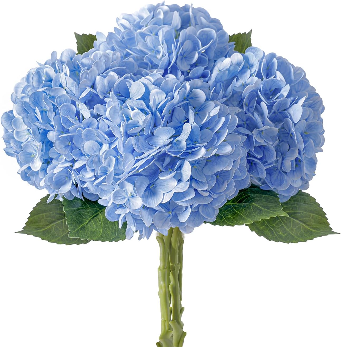 4 Pcs Artificial Hydrangea Silk Flowers with Stems, 19.7" Blue Faux Hydrangeas Bouquet, 240 Petals, Suitable for Shady Places & Waterproof Fake Flower for Indoor Wedding Home Decor