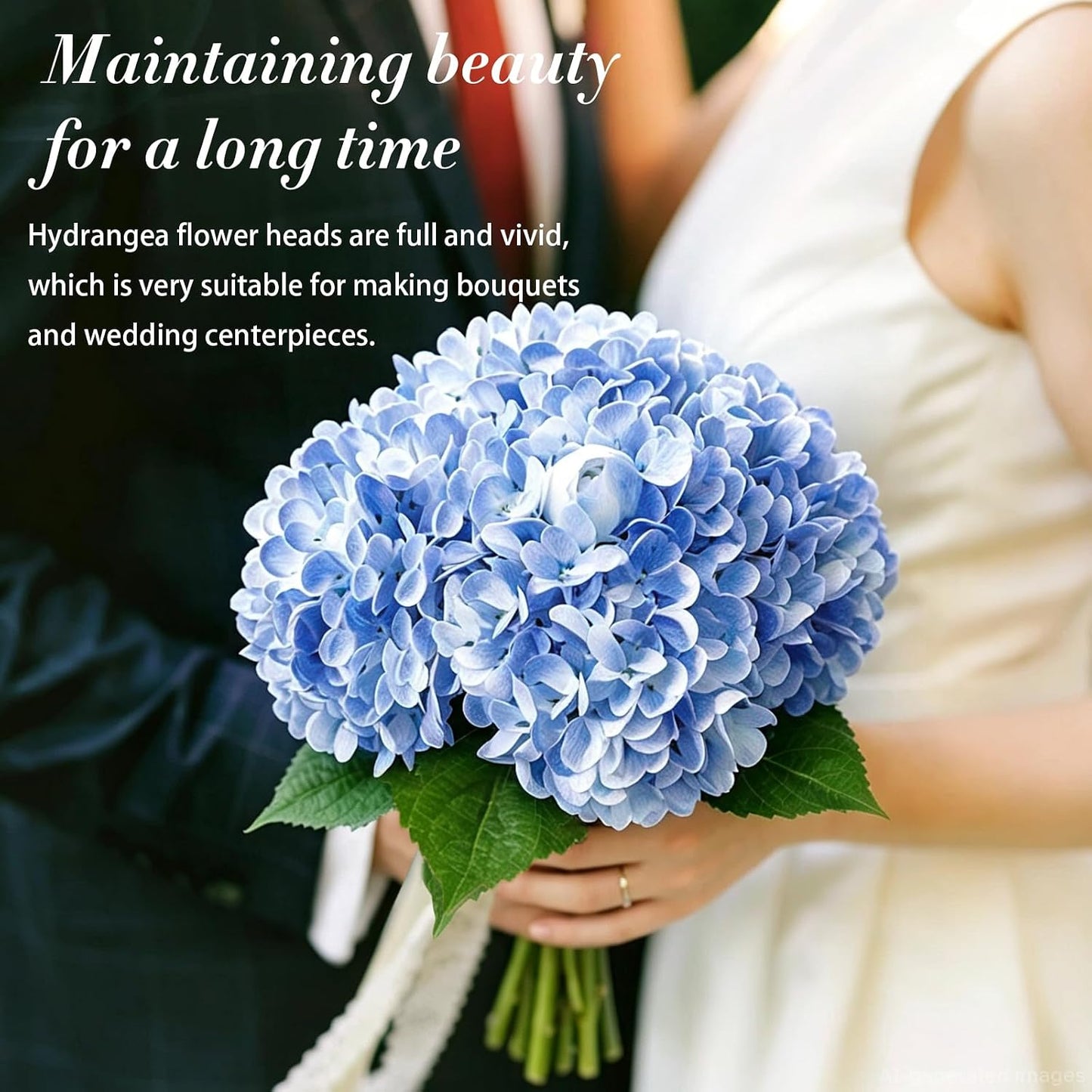 4 Pcs Artificial Hydrangea Silk Flowers with Stems, 19.7" Blue Faux Hydrangeas Bouquet, 240 Petals, Suitable for Shady Places & Waterproof Fake Flower for Indoor Wedding Home Decor