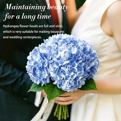 4 Pcs Artificial Hydrangea Silk Flowers with Stems, 19.7" Blue Faux Hydrangeas Bouquet, 240 Petals, Suitable for Shady Places & Waterproof Fake Flower for Indoor Wedding Home Decor