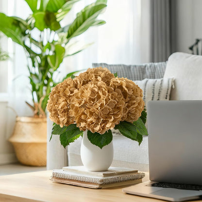 4 Pcs Artificial Hydrangea Silk Flowers with Stems, 19.7" Blue Faux Hydrangeas Bouquet, 240 Petals, Suitable for Shady Places & Waterproof Fake Flower for Indoor Wedding Home Decor