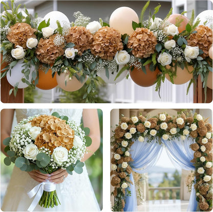 4 Pcs Artificial Hydrangea Silk Flowers with Stems, 19.7" Blue Faux Hydrangeas Bouquet, 240 Petals, Suitable for Shady Places & Waterproof Fake Flower for Indoor Wedding Home Decor