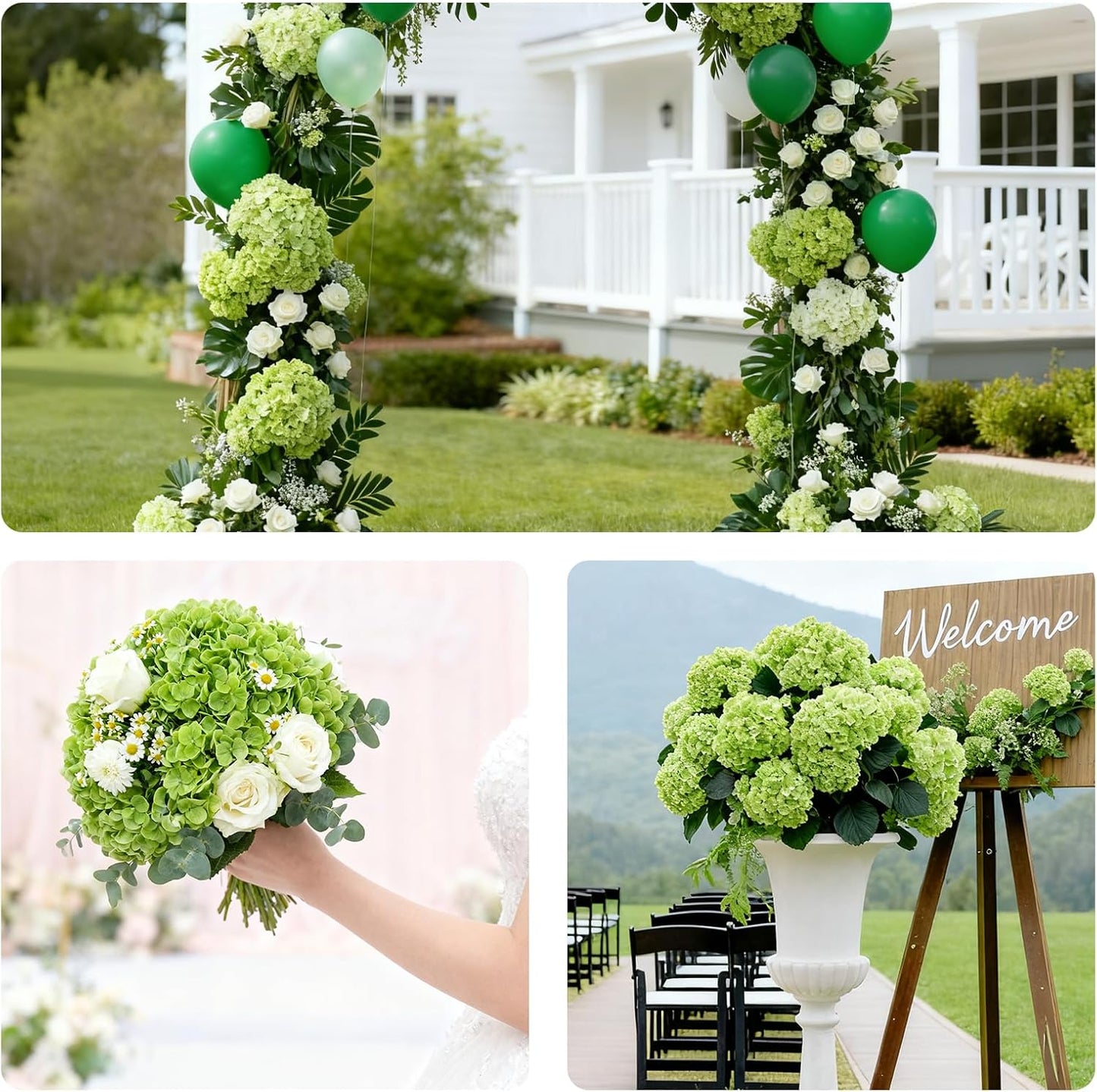 4 Pcs Artificial Hydrangea Silk Flowers with Stems, 19.7" Blue Faux Hydrangeas Bouquet, 240 Petals, Suitable for Shady Places & Waterproof Fake Flower for Indoor Wedding Home Decor