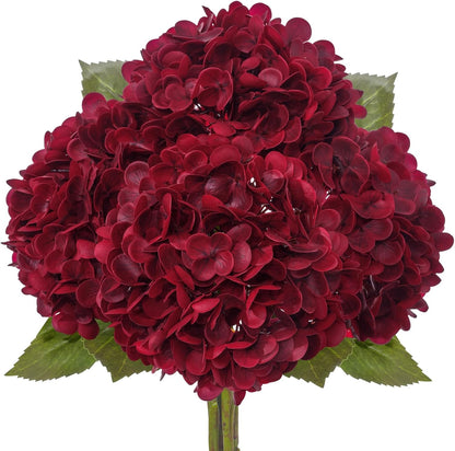 4 Pcs Artificial Hydrangea Silk Flowers with Stems, 19.7" Blue Faux Hydrangeas Bouquet, 240 Petals, Suitable for Shady Places & Waterproof Fake Flower for Indoor Wedding Home Decor