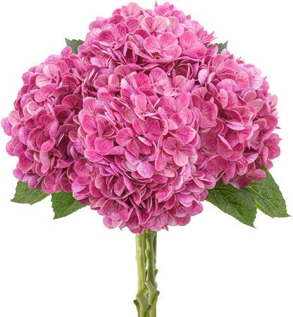 4 Pcs Artificial Hydrangea Silk Flowers with Stems, 19.7" Blue Faux Hydrangeas Bouquet, 240 Petals, Suitable for Shady Places & Waterproof Fake Flower for Indoor Wedding Home Decor
