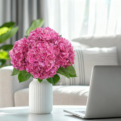 4 Pcs Artificial Hydrangea Silk Flowers with Stems, 19.7" Blue Faux Hydrangeas Bouquet, 240 Petals, Suitable for Shady Places & Waterproof Fake Flower for Indoor Wedding Home Decor