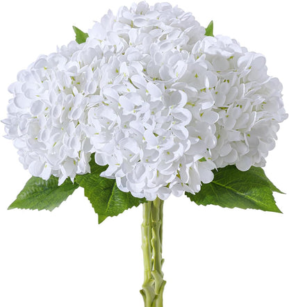 4 Pcs Artificial Hydrangea Silk Flowers with Stems, 19.7" Blue Faux Hydrangeas Bouquet, 240 Petals, Suitable for Shady Places & Waterproof Fake Flower for Indoor Wedding Home Decor