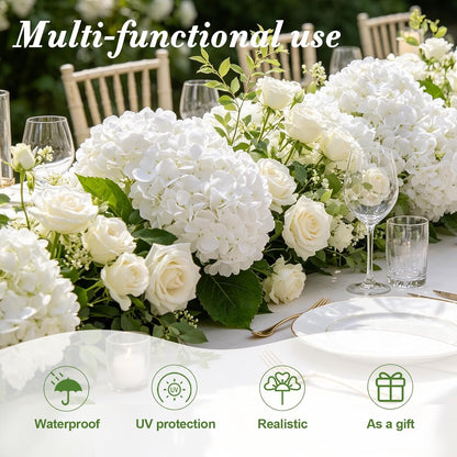 4 Pcs Artificial Hydrangea Silk Flowers with Stems, 19.7" Blue Faux Hydrangeas Bouquet, 240 Petals, Suitable for Shady Places & Waterproof Fake Flower for Indoor Wedding Home Decor