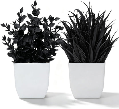 2 Pack Fake Plants Small Plants for Bathroom Office Decor | Mini cute faux plants, table desk home laundry room entryway decor, bathroom classroom decor, maintenance-free