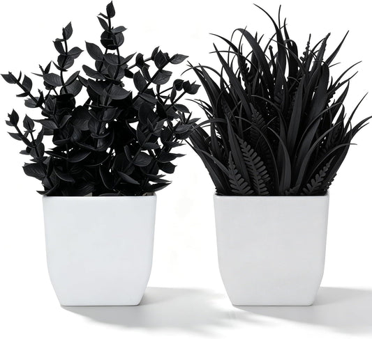2 Pack Fake Plants Small Plants for Bathroom Office Decor | Mini cute faux plants, table desk home laundry room entryway decor, bathroom classroom decor, maintenance-free