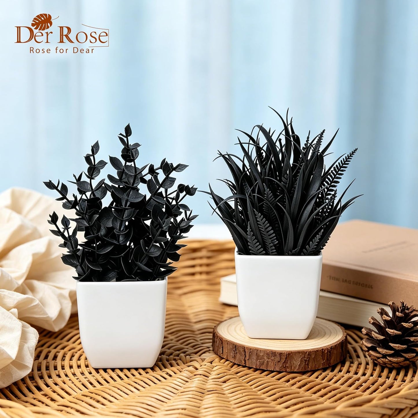 2 Pack Fake Plants Small Plants for Bathroom Office Decor | Mini cute faux plants, table desk home laundry room entryway decor, bathroom classroom decor, maintenance-free
