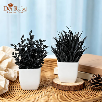 2 Pack Fake Plants Small Plants for Bathroom Office Decor | Mini cute faux plants, table desk home laundry room entryway decor, bathroom classroom decor, maintenance-free