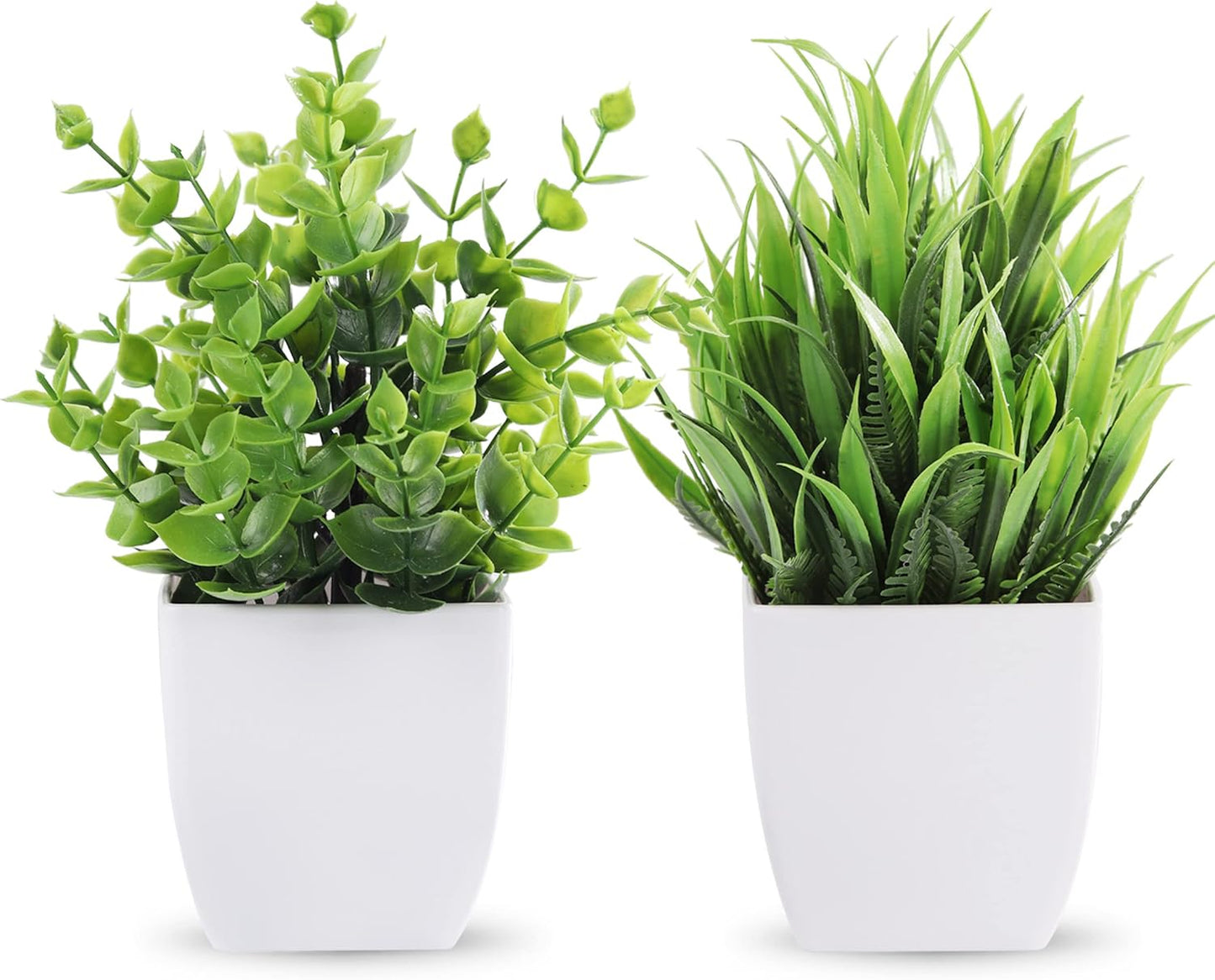2 Pack Fake Plants Small Plants for Bathroom Office Decor | Mini cute faux plants, table desk home laundry room entryway decor, bathroom classroom decor, maintenance-free