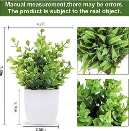 2 Pack Fake Plants Small Plants for Bathroom Office Decor | Mini cute faux plants, table desk home laundry room entryway decor, bathroom classroom decor, maintenance-free