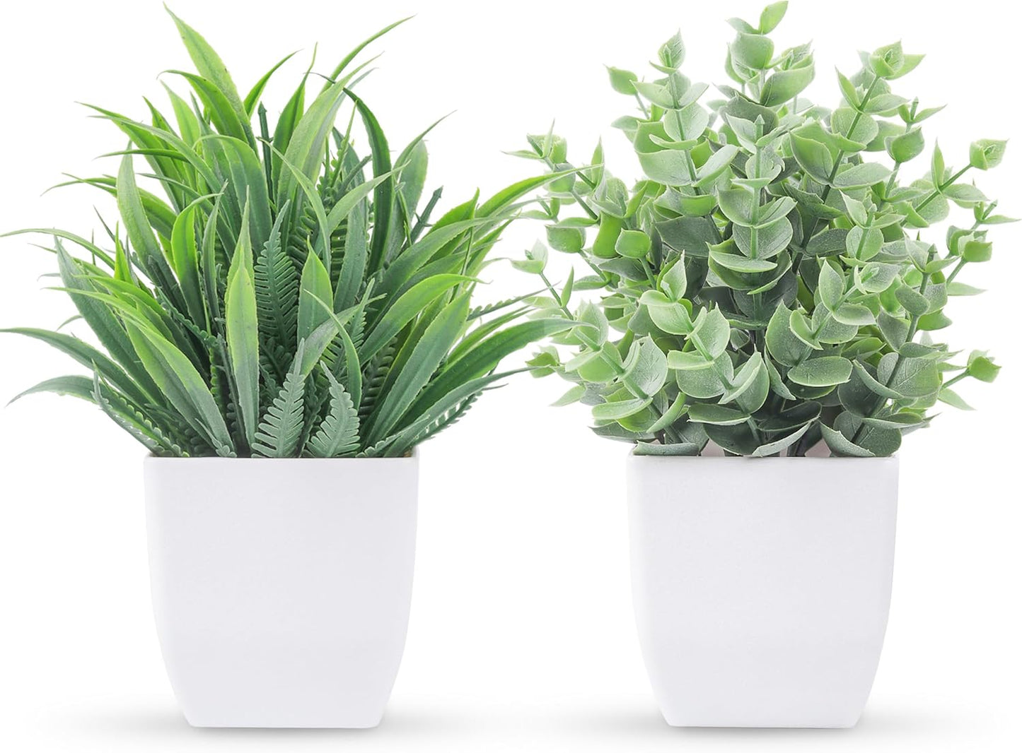 2 Pack Fake Plants Small Plants for Bathroom Office Decor | Mini cute faux plants, table desk home laundry room entryway decor, bathroom classroom decor, maintenance-free
