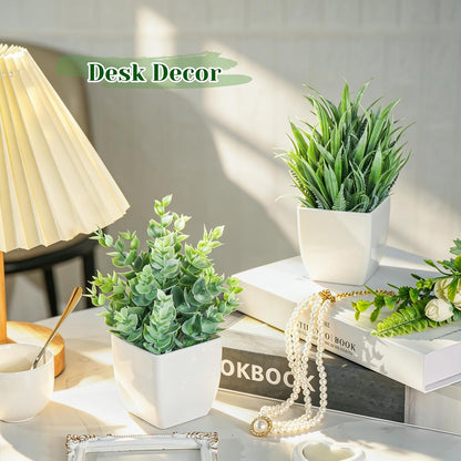 2 Pack Fake Plants Small Plants for Bathroom Office Decor | Mini cute faux plants, table desk home laundry room entryway decor, bathroom classroom decor, maintenance-free